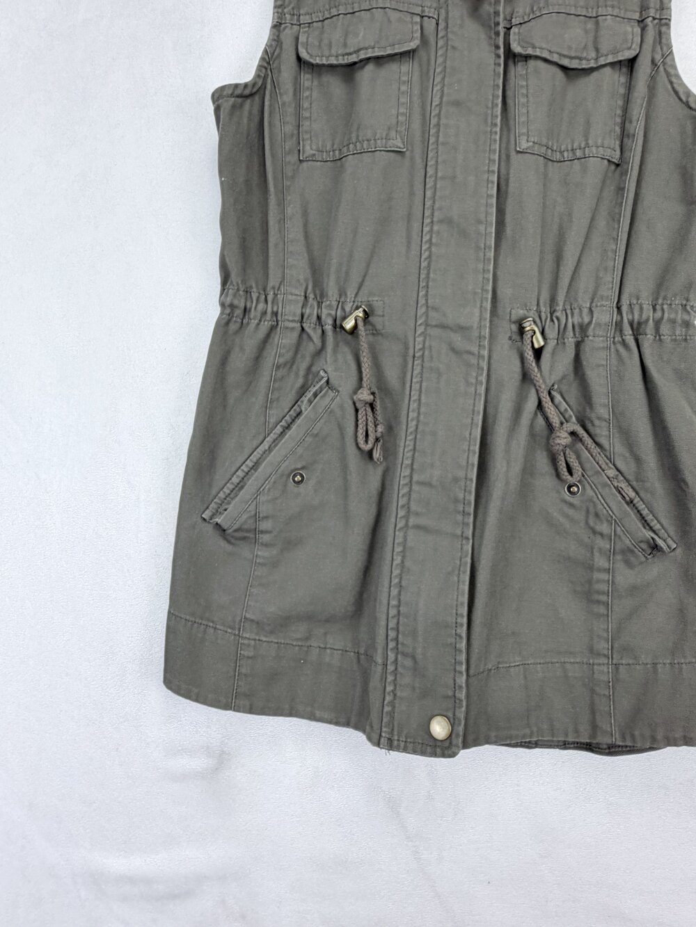 American Rag Women Olive Green Cotton Utility Drawstring Vest Size S - Picture 8 of 14